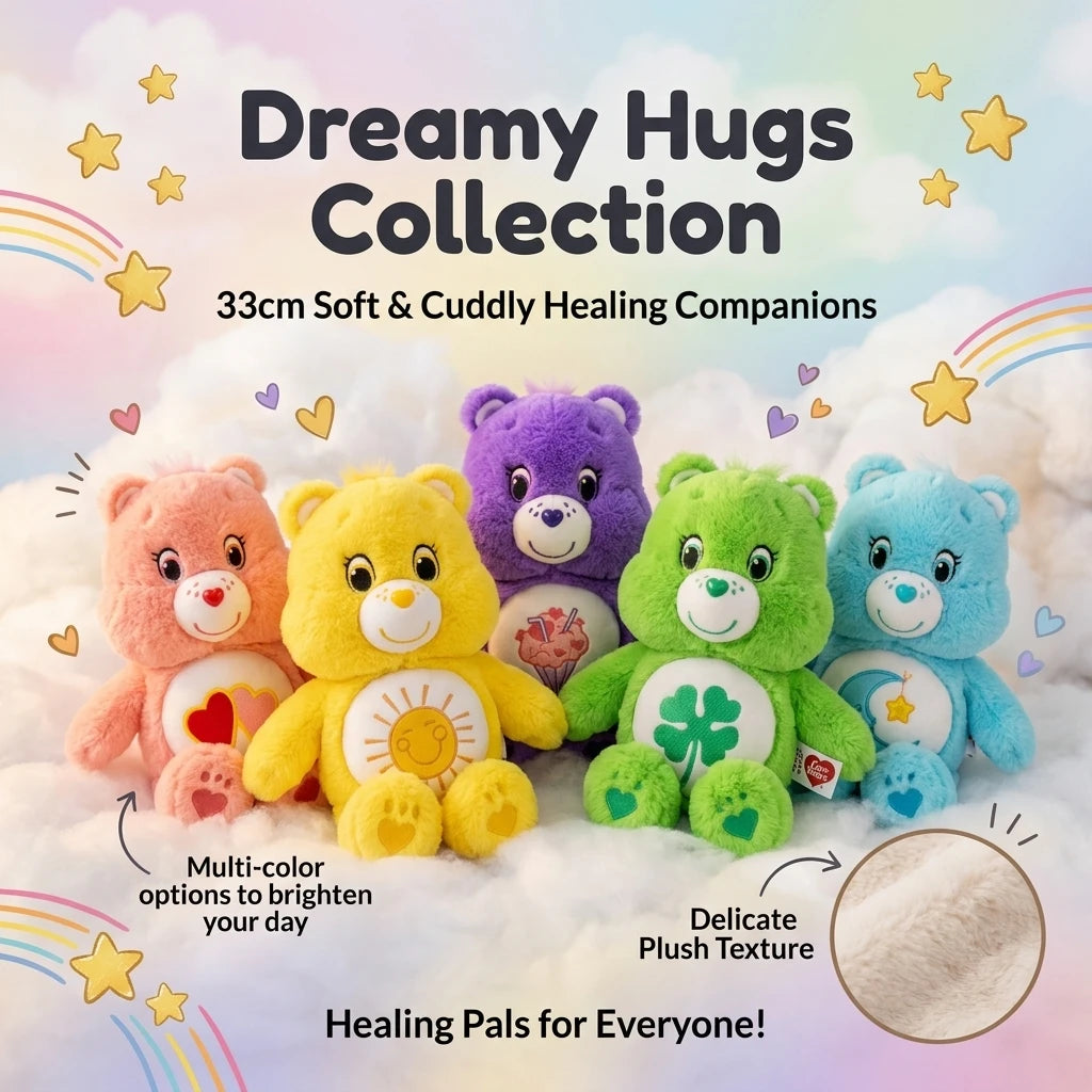Care Bears 33cm Soft Plush Bear Toy Cute Stuffed Animal Doll Kawaii Plushies Home Bedroom Decor Birthday Surprise Gift for Kids