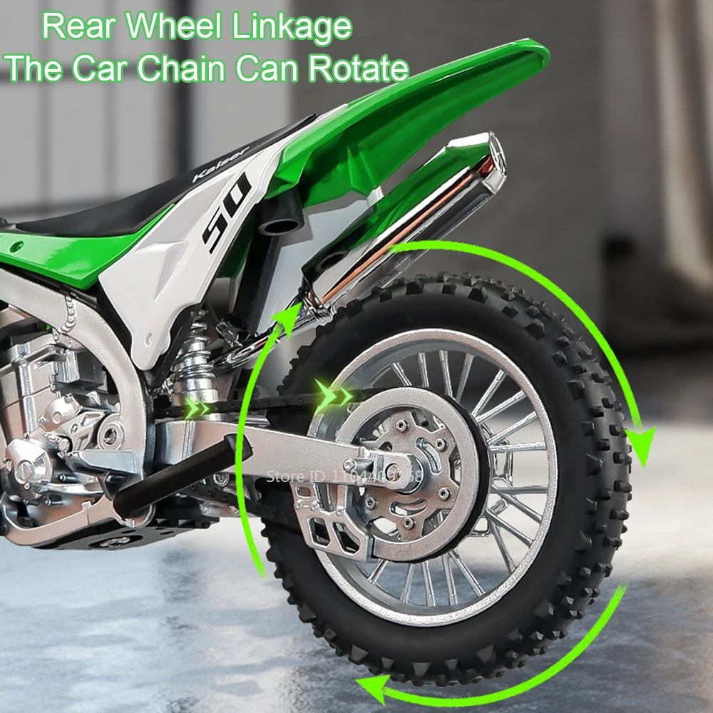 Scale 1:12 Scale KX450 400 Motorcycle Model Toy Shock Absorption Linkage Steering Alloy Diecast Motor Models for Boyfriend