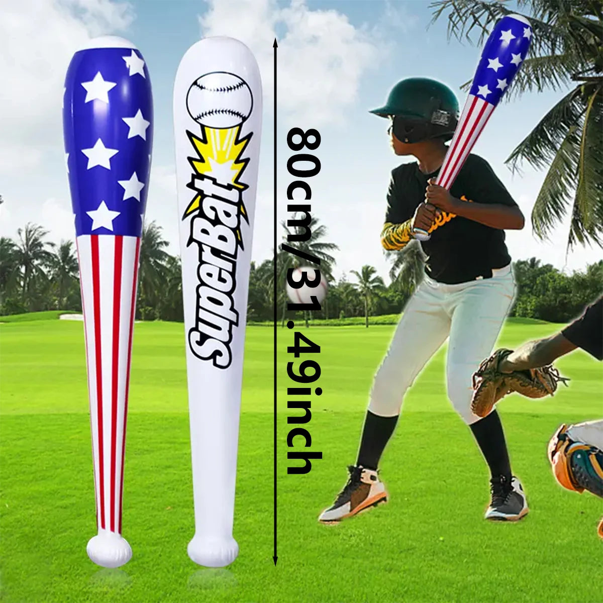 Thickened environmentally friendly PVC inflatable baseball bat. Inflatable toy. Wood grain bat.