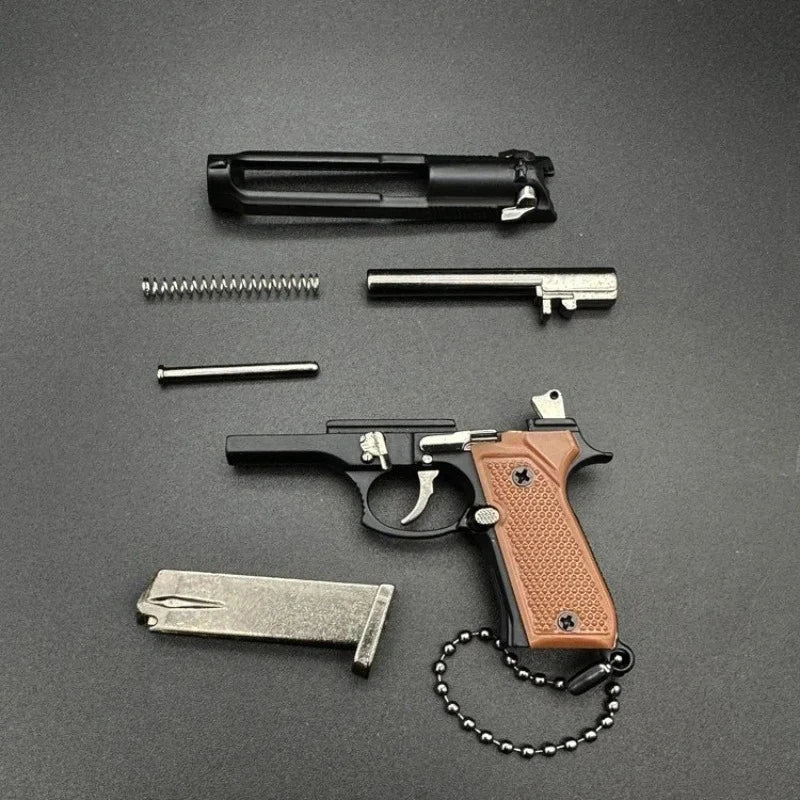 1:3 Scale Alloy Pistol Keychain Mini Toy Gun Metal Keychain for Adults Kids Christmas Gift