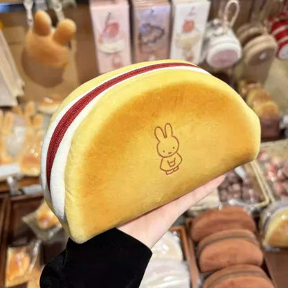 New Miffy Cartoon Multifunctional Design Simple Cosmetic Bag Cute Bread Design Stationery Bag Creative Stationery Storage Bag