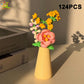 HUIQIBAO MOC Eternal Flower Bouquet with pot Micro Building Block Sunflower Rose Mini Model Brick Toy home Desk Decoration