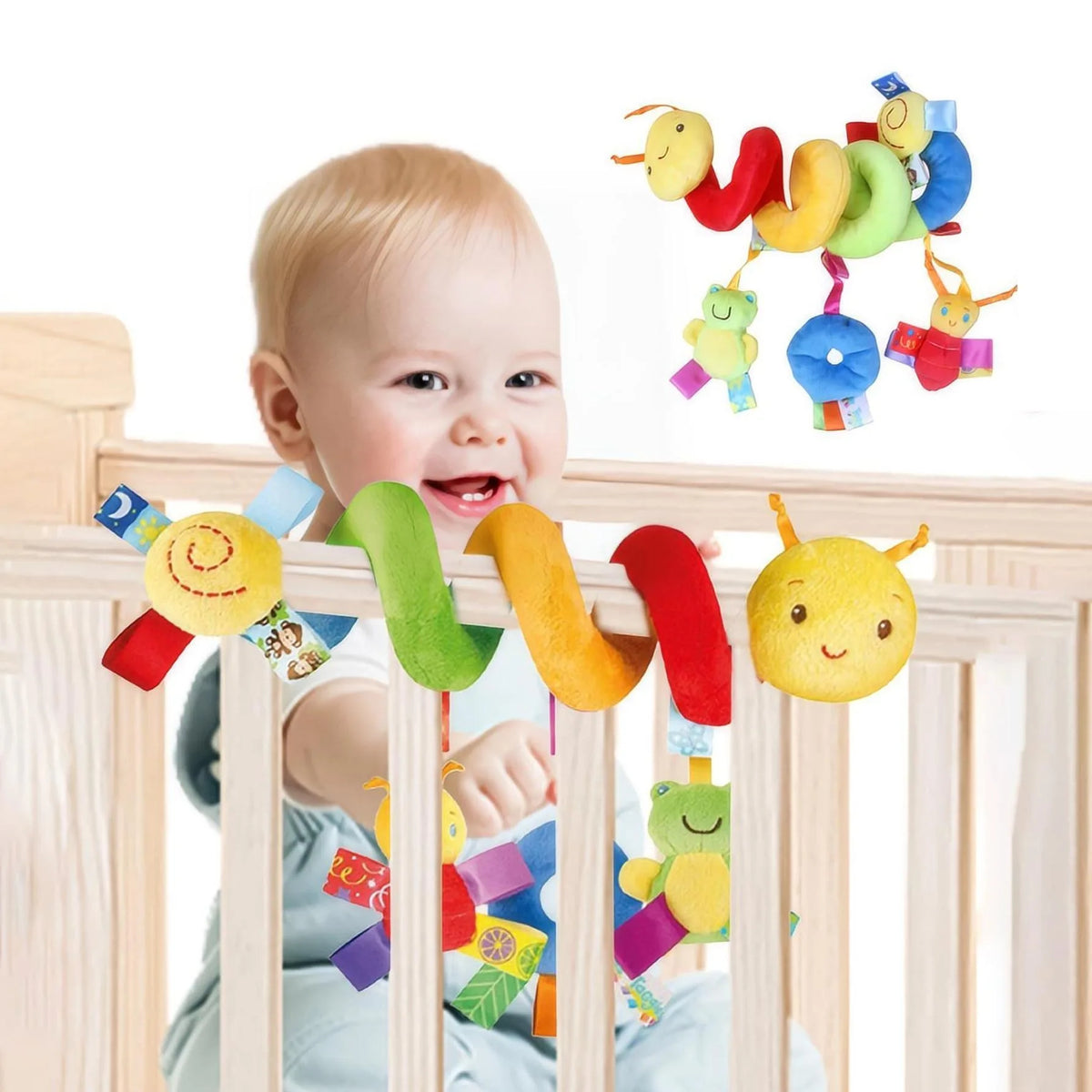 Baby Hanging Car Seat Toys Plush Activity Hanging Stroller Toys with BB Squeaker and Rattles For Newborn Travel Activity Toy