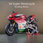 Famous V4 Motorcycle Building Blocks Set,Super Motorbike Model Kit,Technical Racing,STEM Assembled Toys Gifts For Boys And Girls