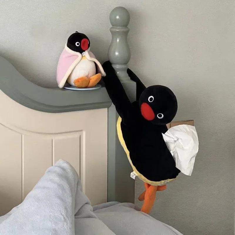 Anime Character Pingu Penguin Hanging Tissue Box Cute Cartoon Tissue Bag Home Bedroom Car Storage Merch Wholesale Surprise Gift