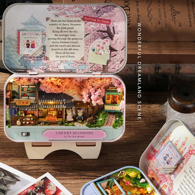 DIY Wood DollHouses Handmade Funny Box Theatre Miniature Box Cute Doll Houses Assemble Kits Gift Wooden Toys For Girls