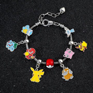 Anime Bracelet for Women, Cute Cartoon Pikachu Pendant, Metal Enamel Charm Bangle, Fashion Jewelry, Hand Chain Gifts