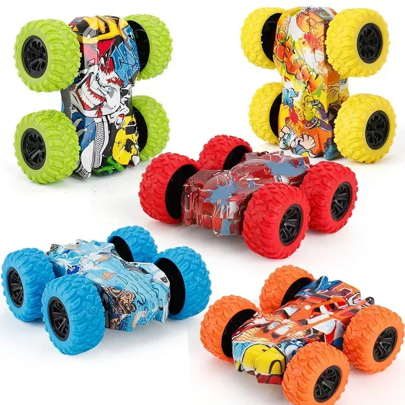 Creative Pull Back Car Double-Side Vehicle Inertia Safety and Fall Resistance Shatter-Proof Model for Kids Children's Toys Car
