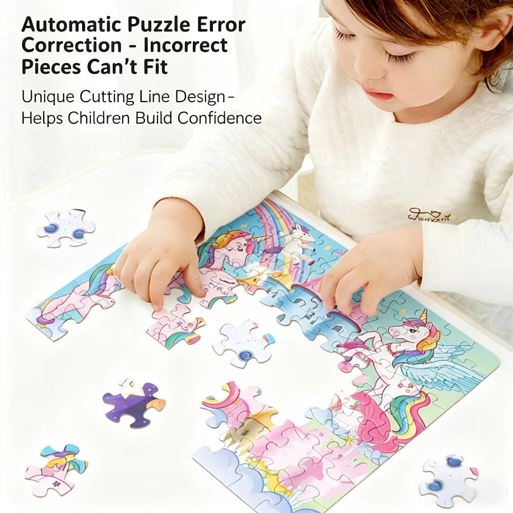 Unicorn Jigsaw Puzzle 54 Pieces, Cartoon Animal Puzzle Toy, Educational Puzzle for Kids, Cute Birthday Gift