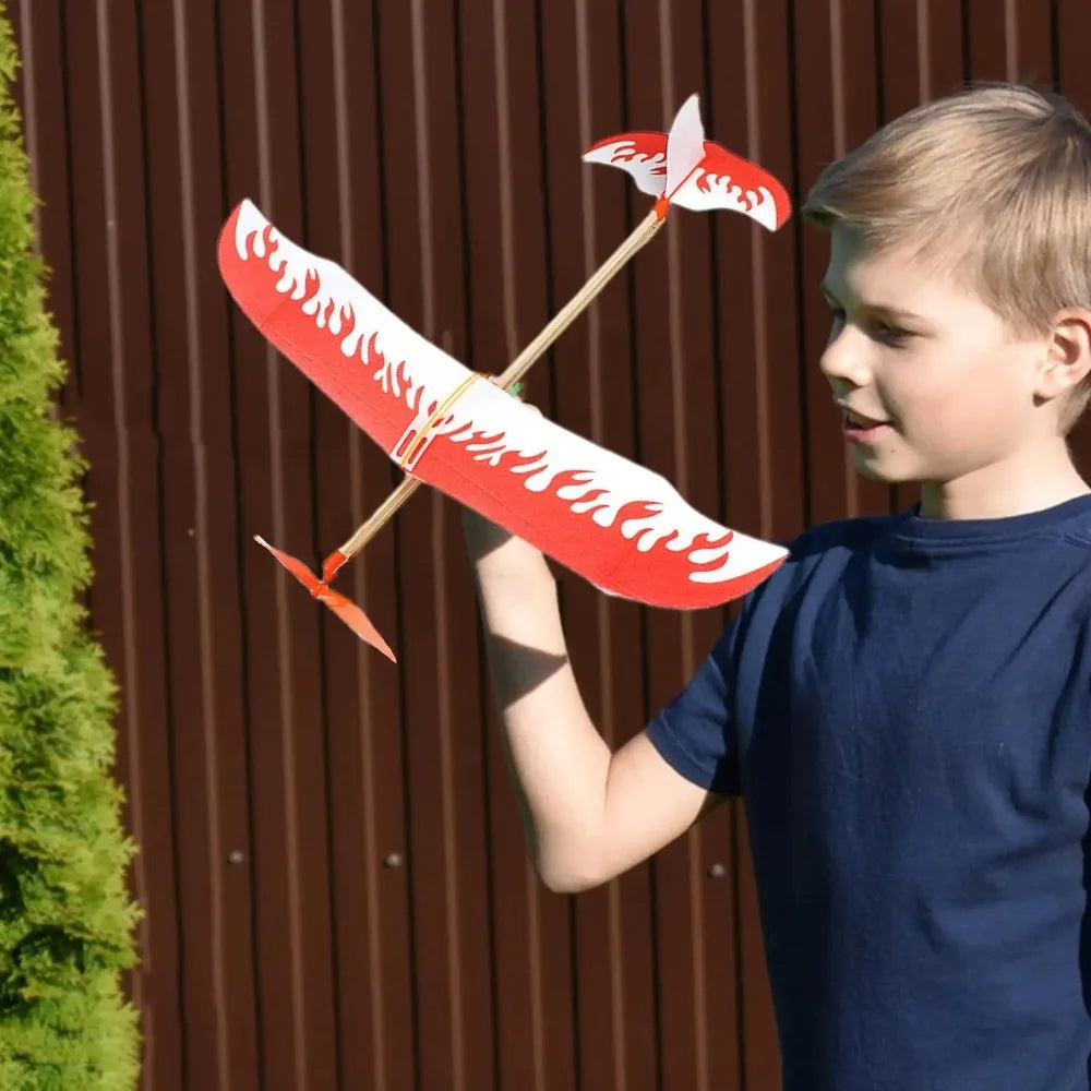 Rubber band airplane powered glider airplane set small ornaments flying games playing children, students and adults outdoor spor