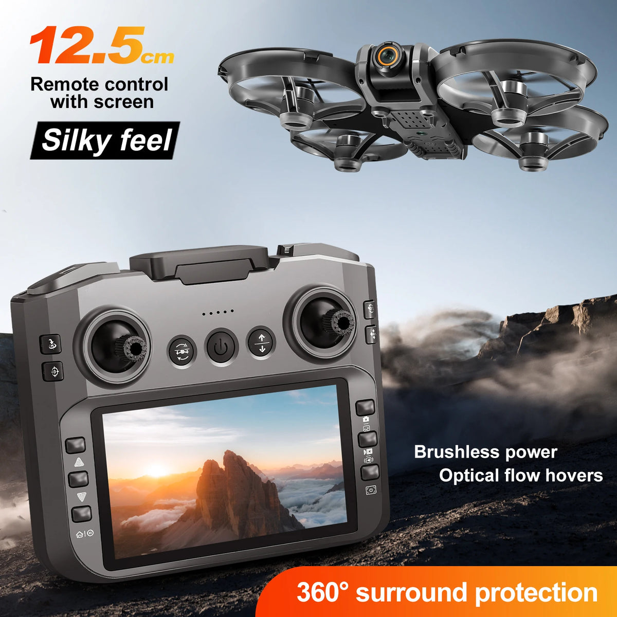 RC Drone One Button Control Stable Hover 360° Surround Protection Brushless Motor Wind Resistant High Value Styling FPV Drone Toy
