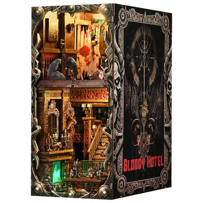 Book Nook Kit Haunted Hotel Halloween 3D DIY Wooden Puzzle Handmade Bookshelf Dollhouse Model Bookend Building Home Decoration
