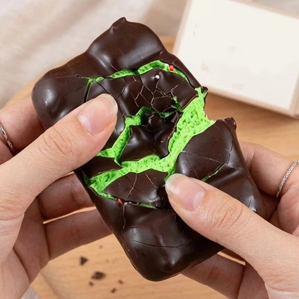 Handmade Crispy Chocolate Squishy Toy Portable Lightweight Crispy Chocolate Pinching Toy Crunchy Sound Sensory Sensory
