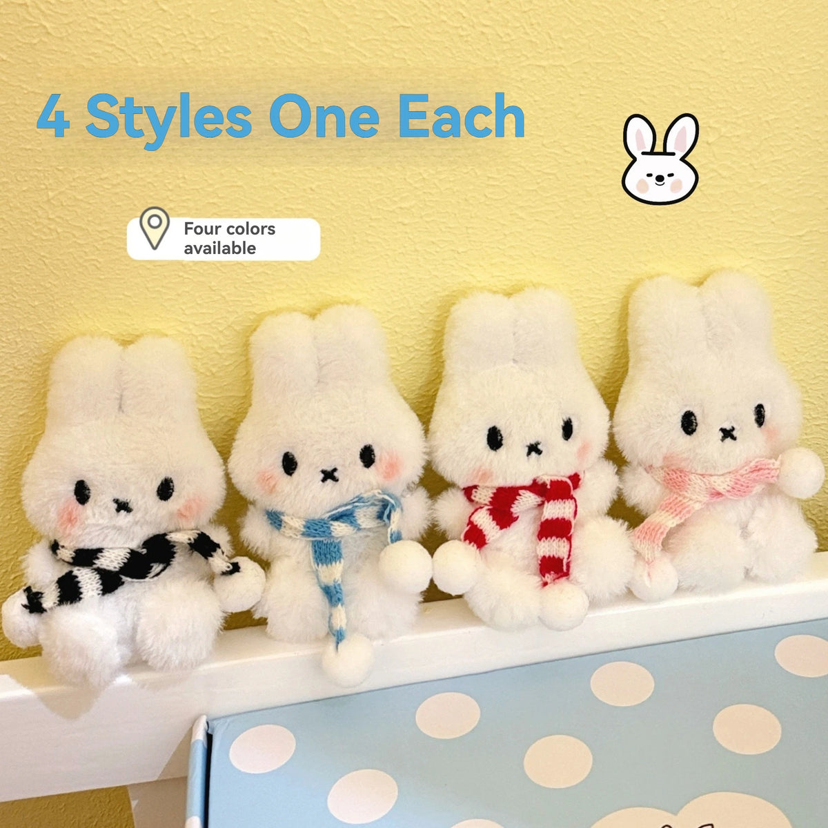 1/4 Pcs Cute Cartoon Scarf Miffy Rabbit Doll Pendant Plush Toy Miffy Toy Merchandise
