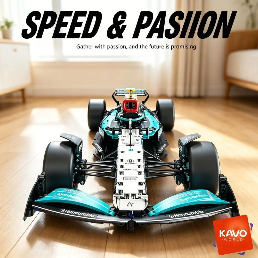 KAVOWORLD 1764PCS 1:8 Scale Supper Speed Race Car Building Blocks Large City Sport Vehicle Toy with Front Wheel Linkage Steering Simulated Cockpit STEM DIY Vehicle Model for Desktop Decor Anniversary Black Friday Gift Brick H