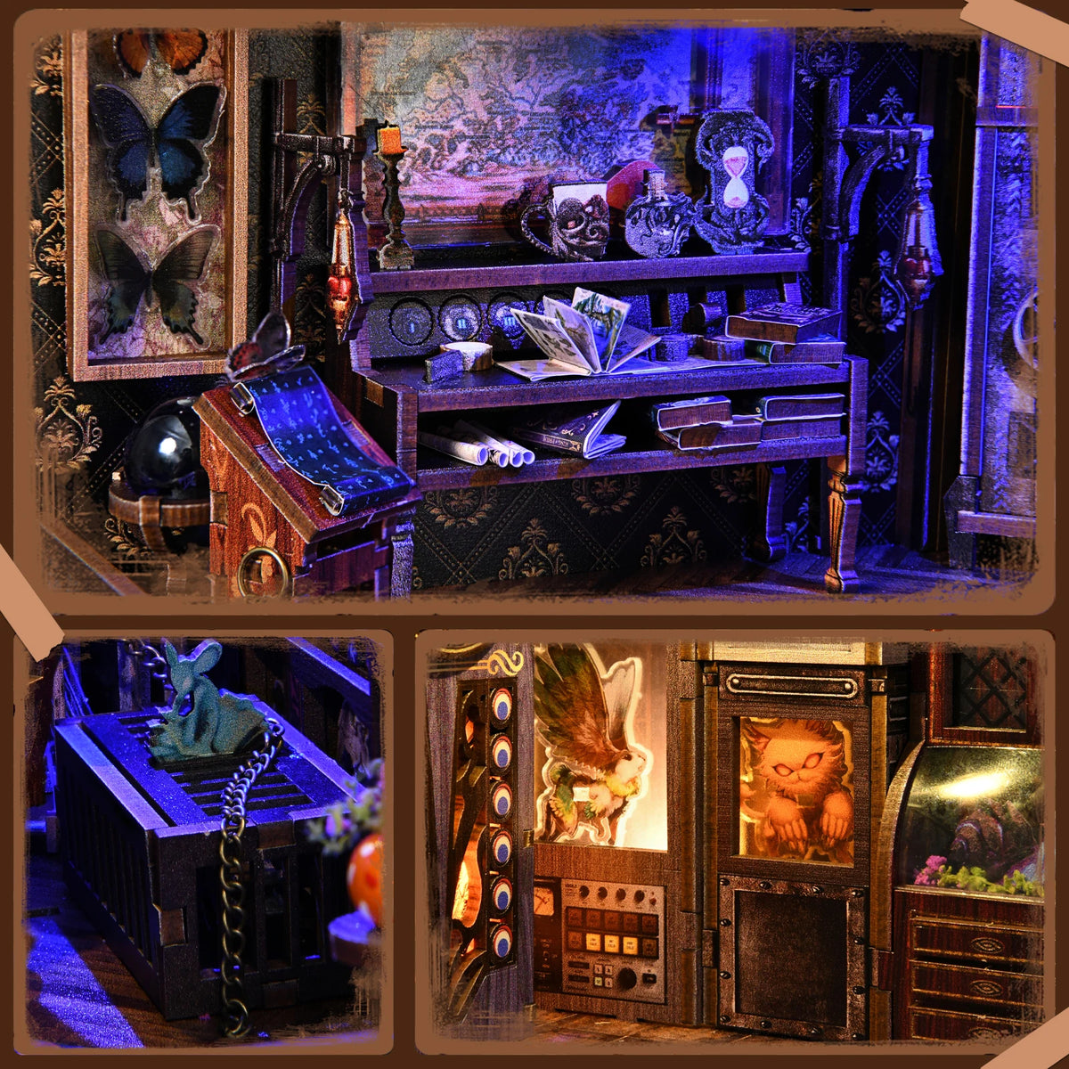 Book Nook Kit Rare Beast Collection Room 3D DIY Wooden Puzzle Handmade Bookshelf Dollhouse Model Bookend Building Home Deco