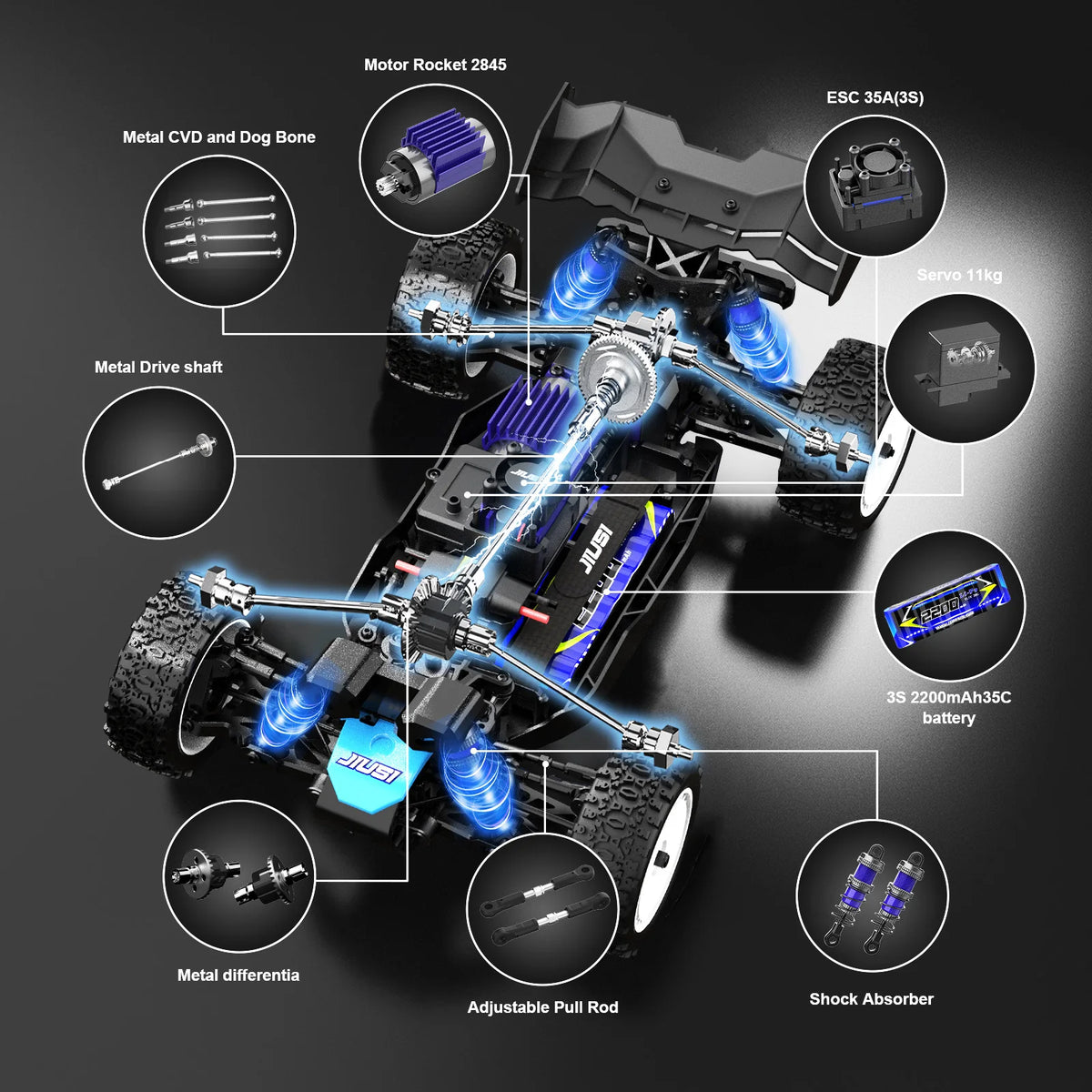 JIUSI WB12 PRO 1/12 Racing Car 80km/h Brushless 4WD RC Car High Speed 2.4G Remote Control Car Competitive Off-road Boys RC Toy