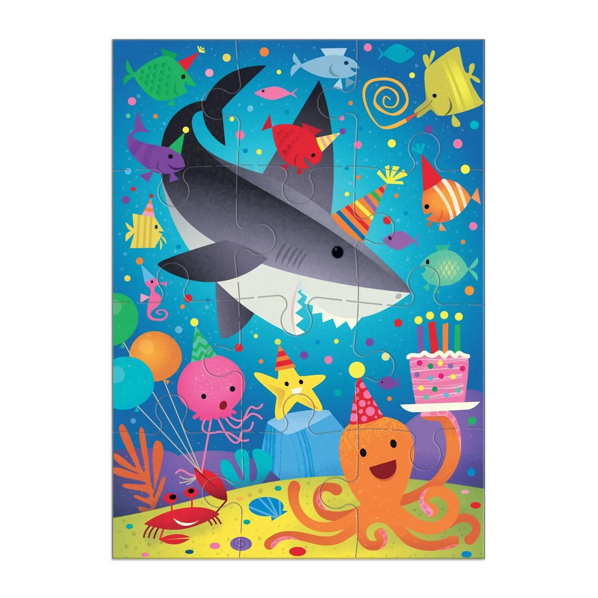 Shark Party Greeting Card 12 Piece Jigsaw Puzzle Mudpuppy