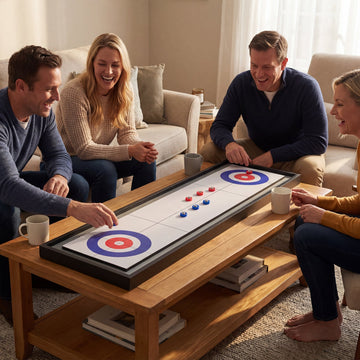 Shuffleboard and Curling 2 in 1 Board Game Portable 2-Sided Tabletop Shuffle Board Game