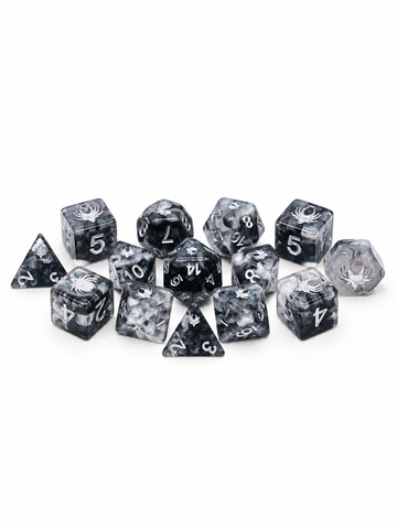 Misty Step – Black & Silver 14-Piece D&D Dice Set