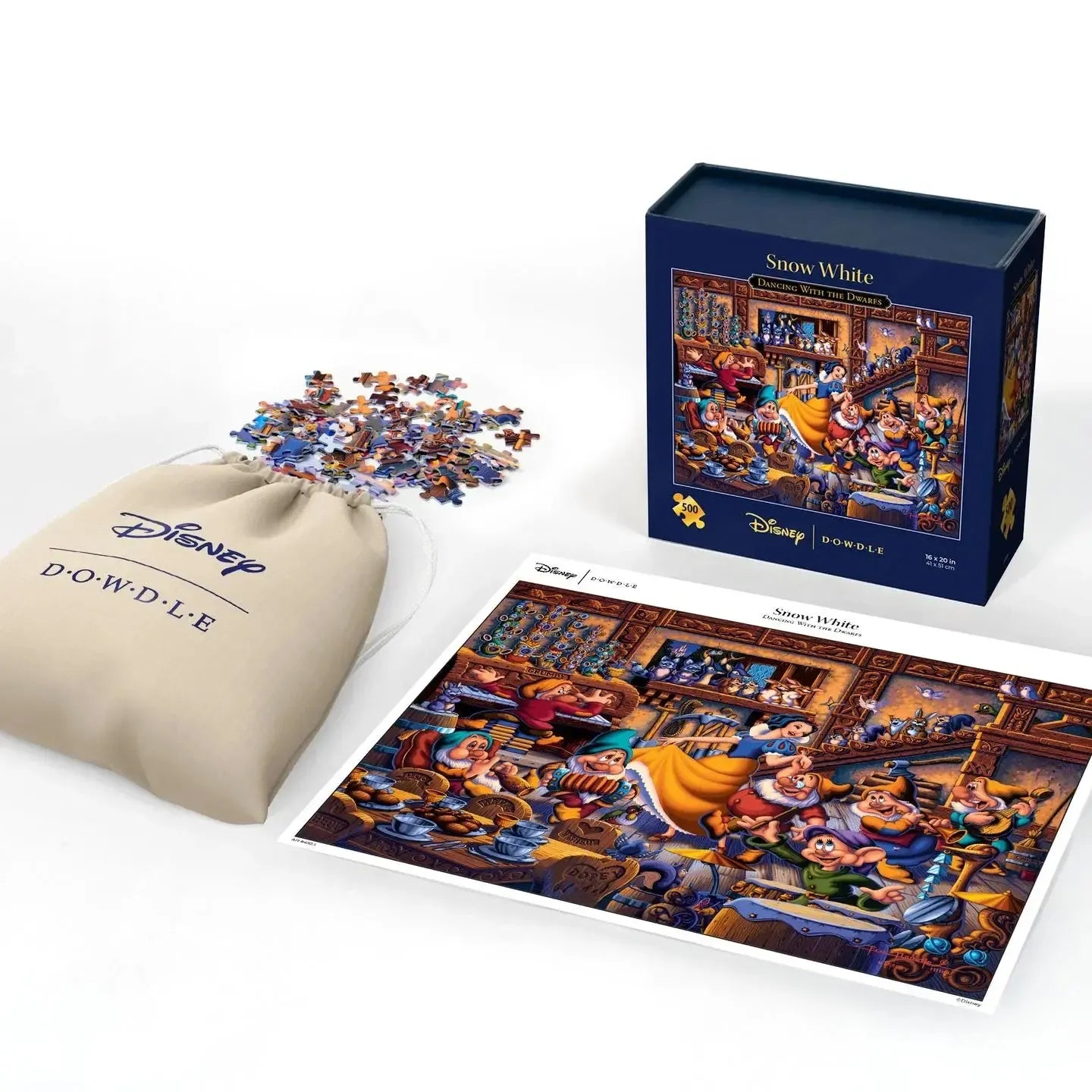 Snow White Dancing with the Dwarfs 500 Piece Jigsaw Puzzle Disney x Dowdle