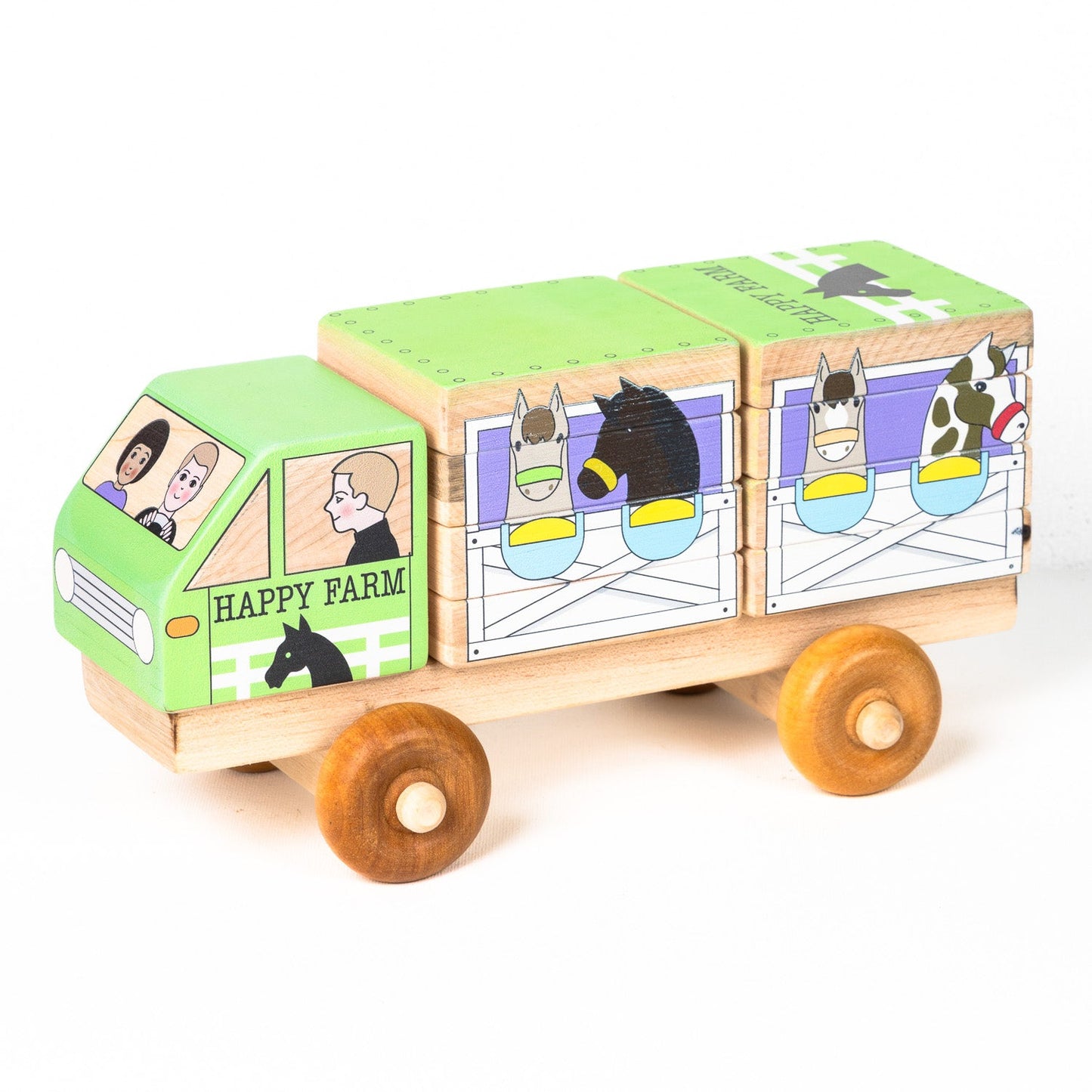 Stackable Puzzle Truck - Horse Trailer | Nominated for 2026 Astra Play Award | Made in the Canada | Printed with Non-toxic Ink in the USA 🇺🇸
