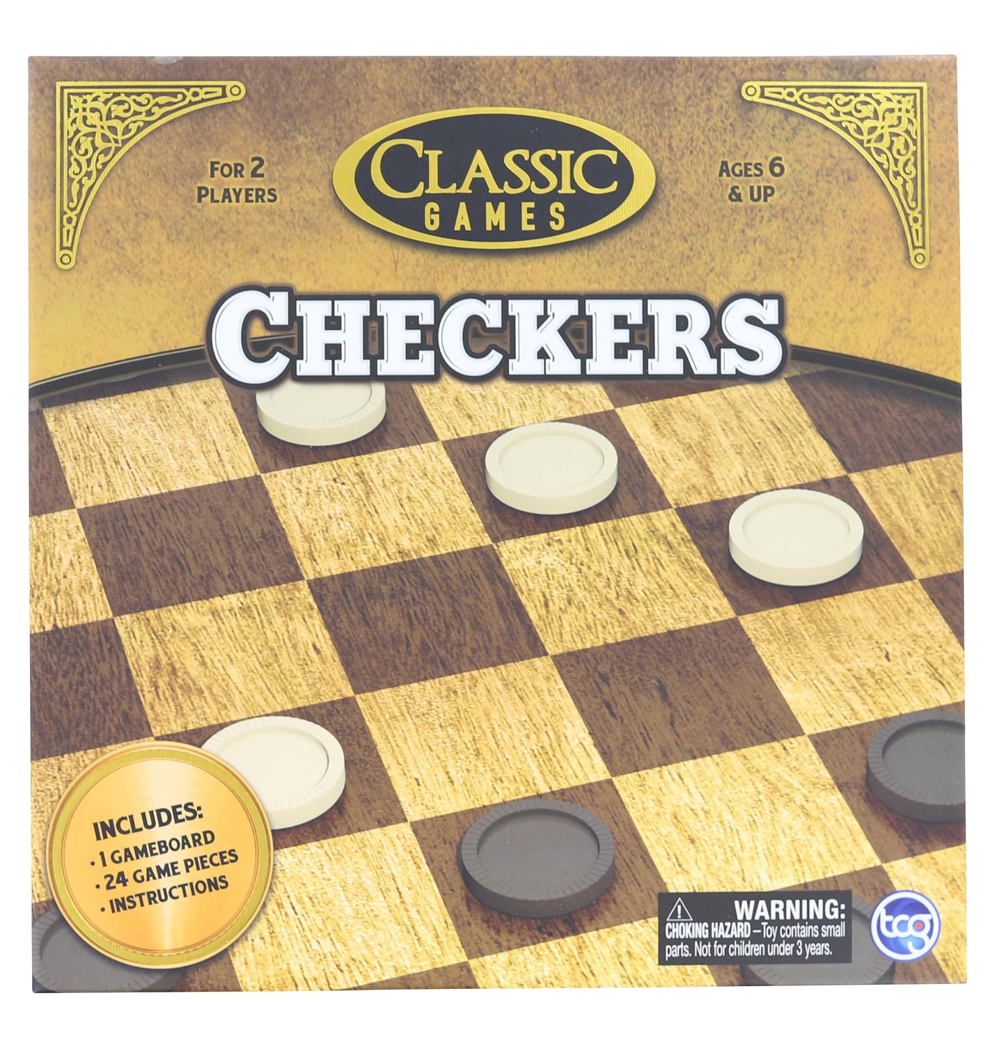 The Canadian Group Classic Games Wood Checkers Set | Board & 25 Game Pieces