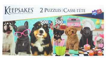 Set Of 2 Keepsakes 500 Piece Jigsaw Puzzles | Dogs Having Fun
