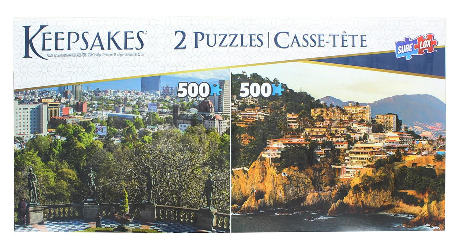 Set Of 2 Keepsakes 500 Piece Jigsaw Puzzles | Mexico City/Acapulco