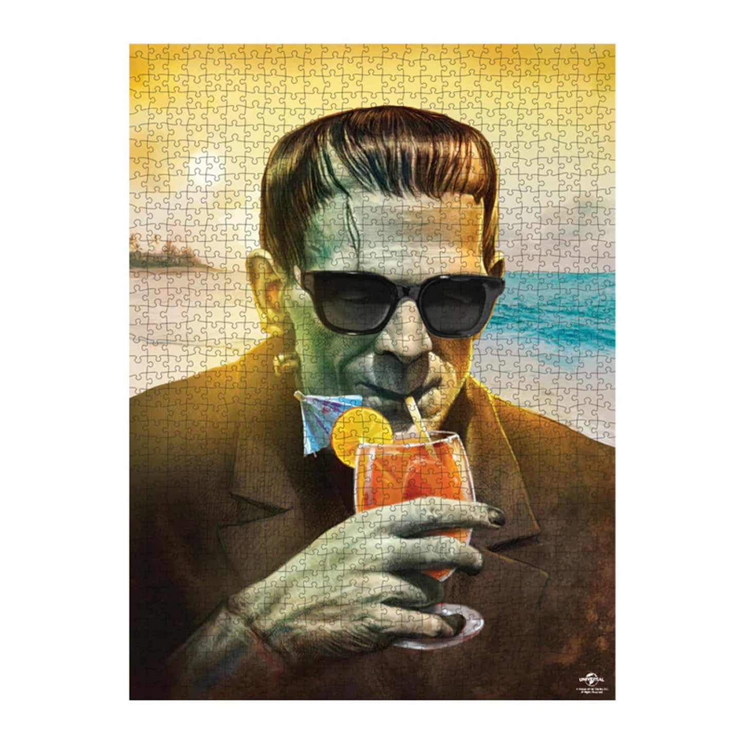Trick Or Treat Studios 1000 Piece Jigsaw Puzzle - Frankenstein at The Beach - Multi-colored - Model 237436 - One Size