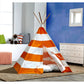 Kid’S Teepee Tent, Orange With White Stripes