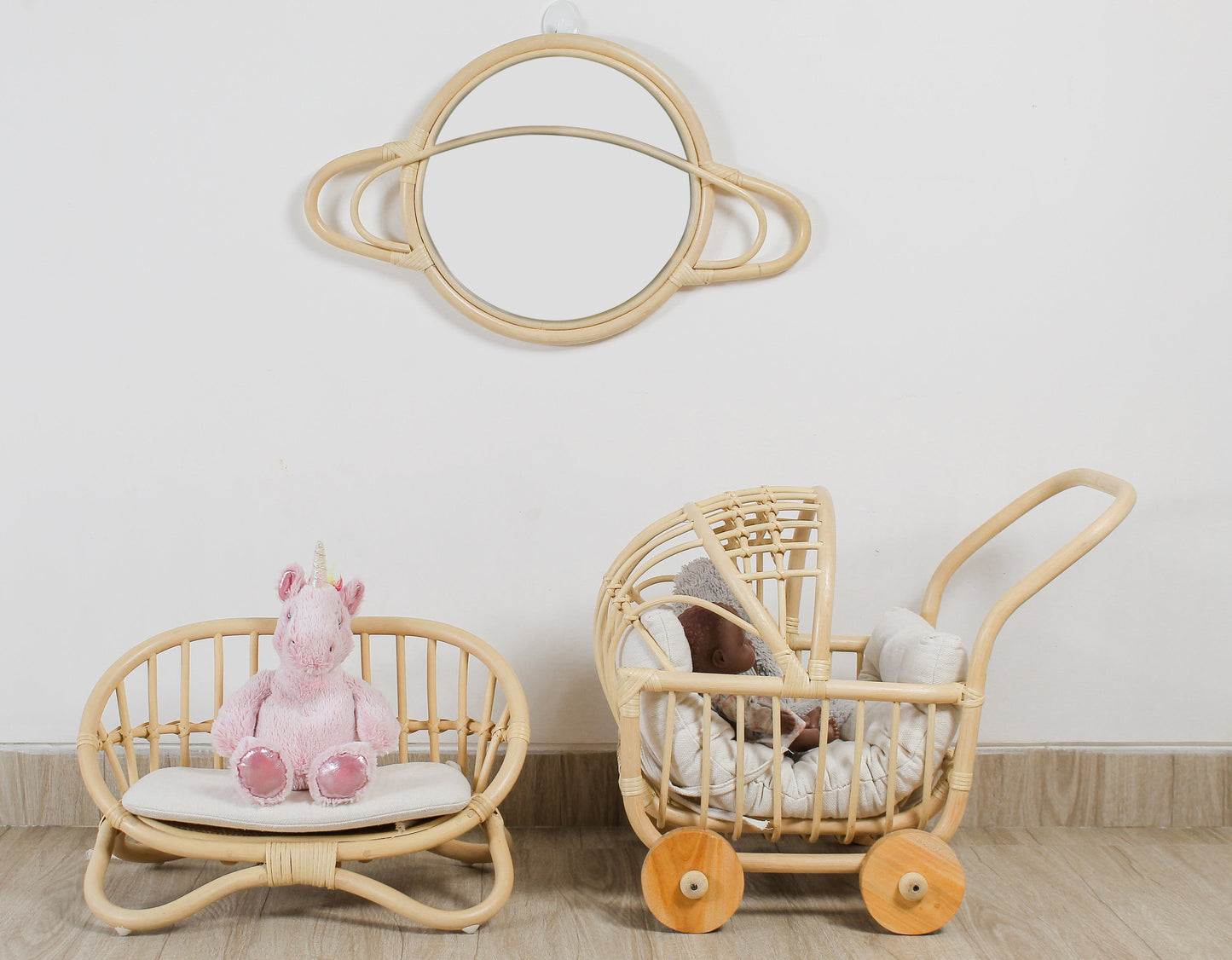 The "Petite Reverie" Miniature Rattan Doll Couch