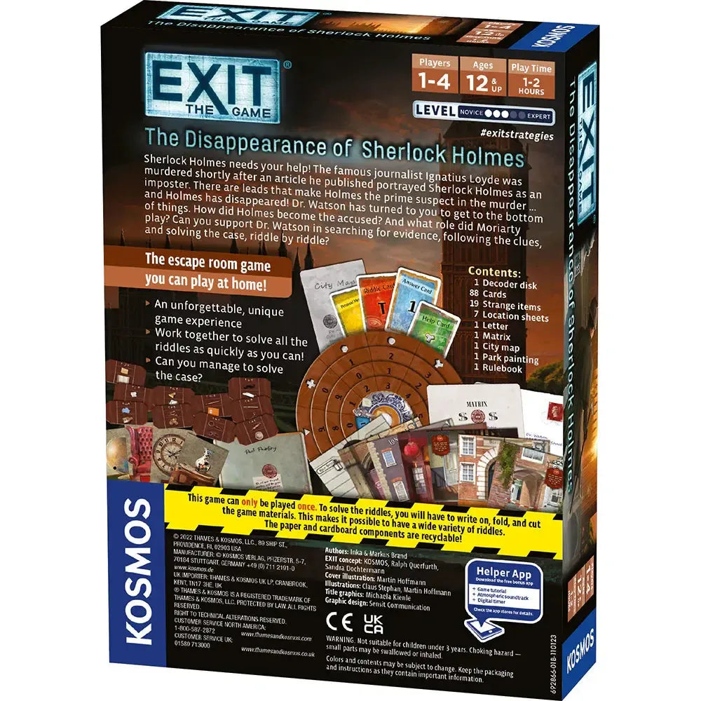 The Disappearance of Sherlock Holmes - Exit the Escape Room Game - Kosmos