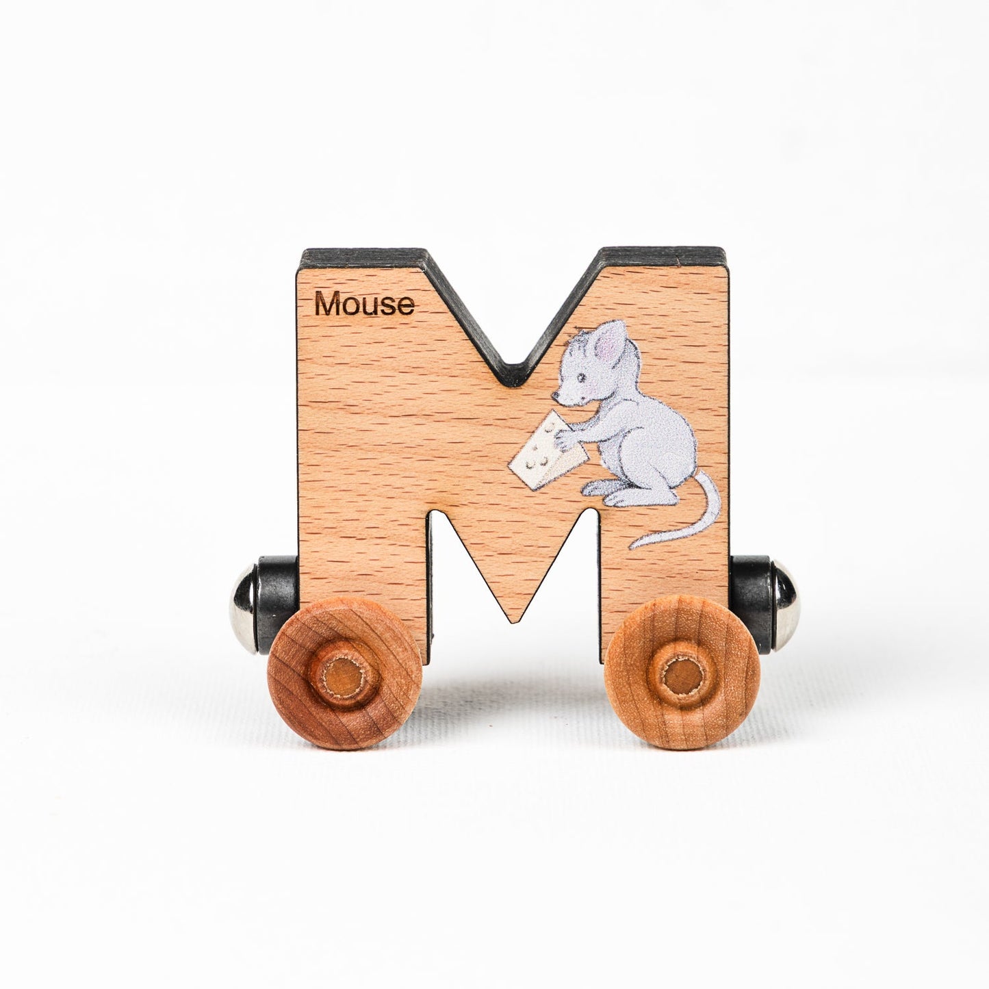 ABCs Magnetic Letter Train Express with Organic Cotton Bag | Cherry Wood | Made in the USA 🇺🇸