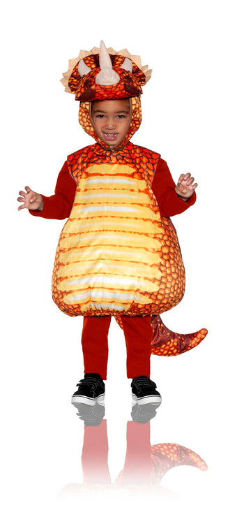 Dinosaur Red Triceratops Printed Belly Baby Costume | Large