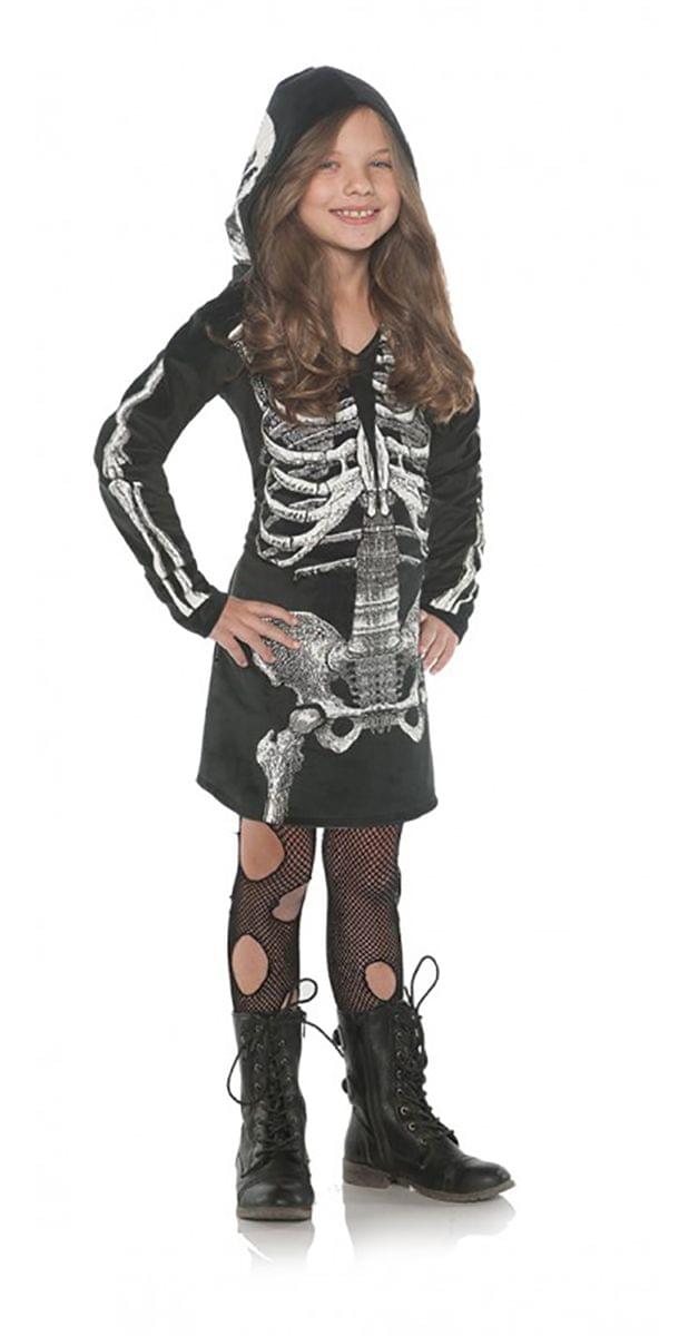 Underwraps Little Girl'S Skeleton Bones Hoodie Dress - Small