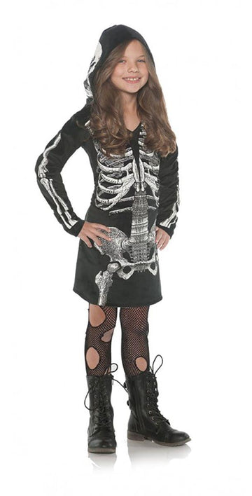 Underwraps Little Girl'S Skeleton Bones Hoodie Dress - Small
