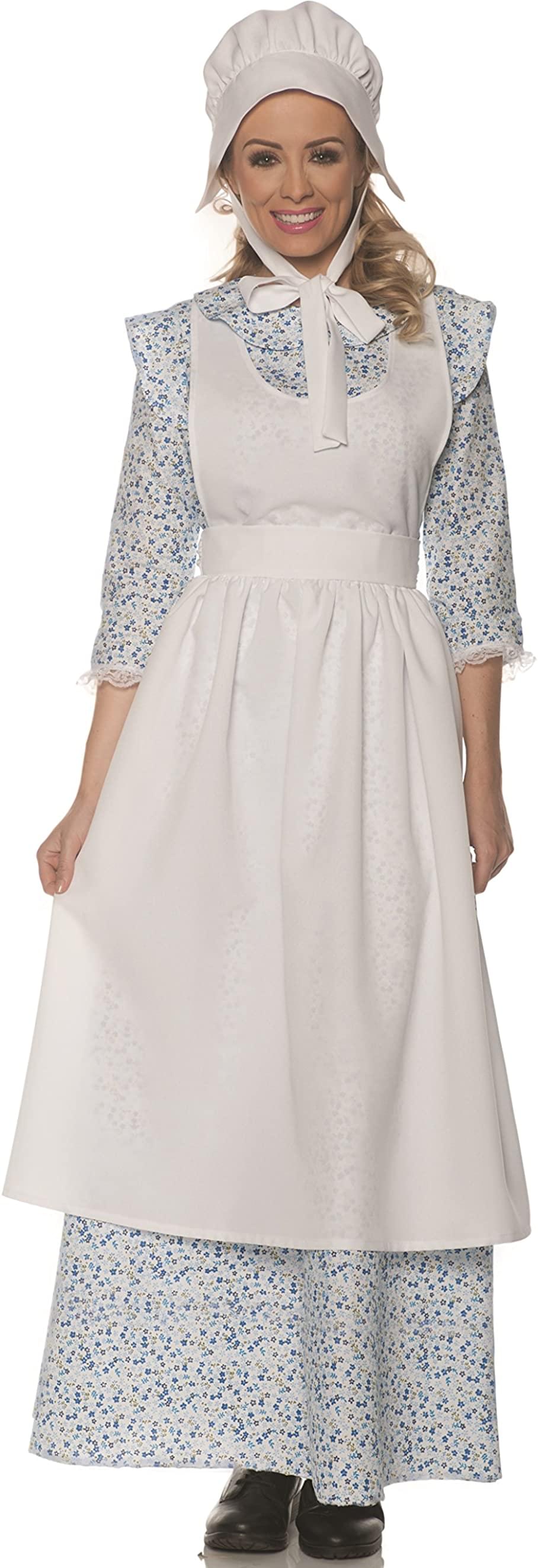 Pioneer Womens Costume With Apron And Bonnet | Small