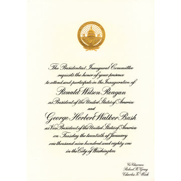 American Coin Treasures Official Ronald Reagan First Presidential Inauguration Invitation