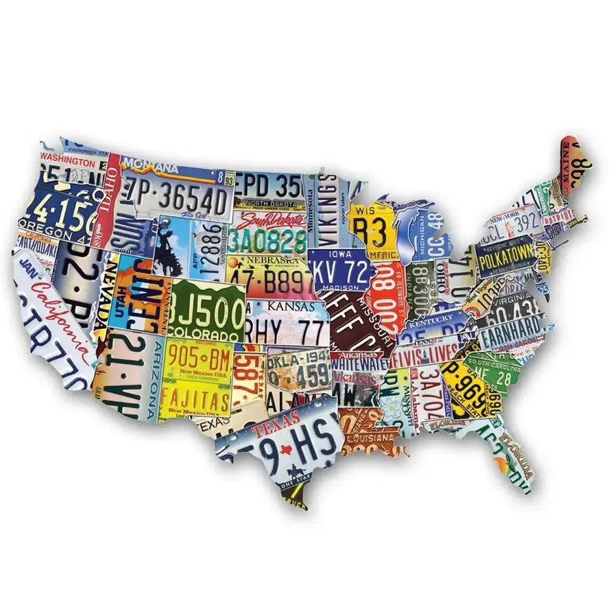 USA License Plates 1000 Piece Shaped Jigsaw Puzzle TDC