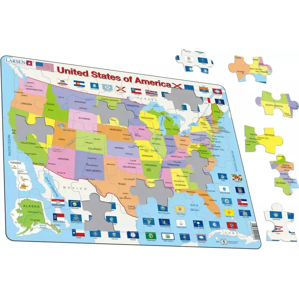 USA Map 48 Piece Tray Jigsaw Puzzle Larsen