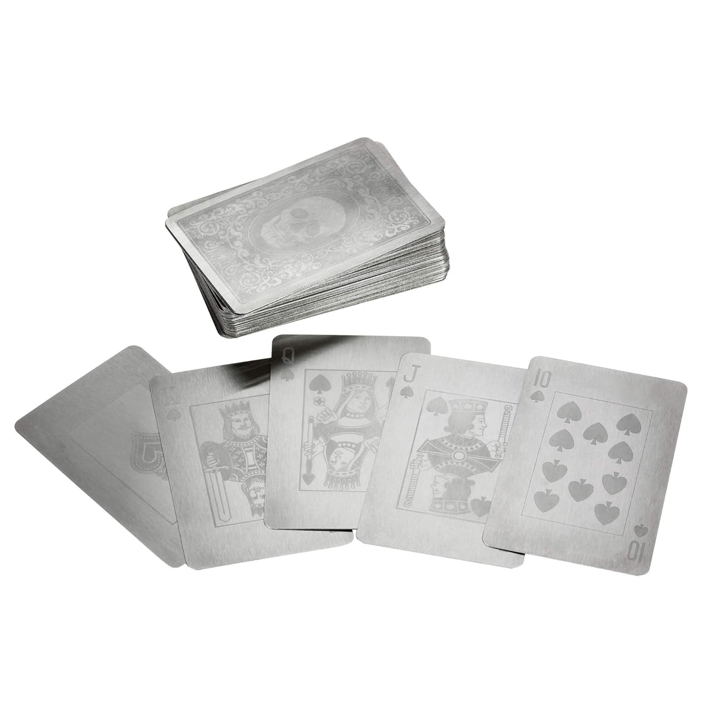 Collectible Playing Cards, Stainless Steel Playing Cards Weighing 1.4 Pounds With Lockbox - 100% Ultra-Premium Solid 0.3Mm Brushed Silver Waterproof Deck
