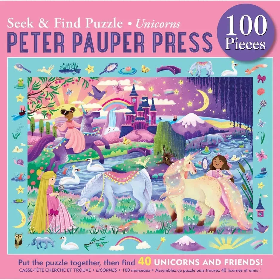 Unicorns 100 Piece Seek & Find Jigsaw Puzzle Peter Pauper