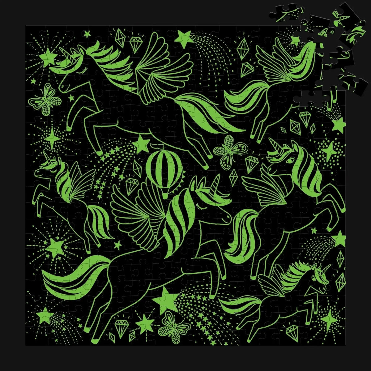 Unicorns Illuminated 300 Piece Glow in the Dark Jigsaw Puzzle Mudpuppy