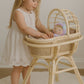 Lullaby Rattan Doll Bassinet with Stand – Handwoven Toy Cradle for Pretend Play