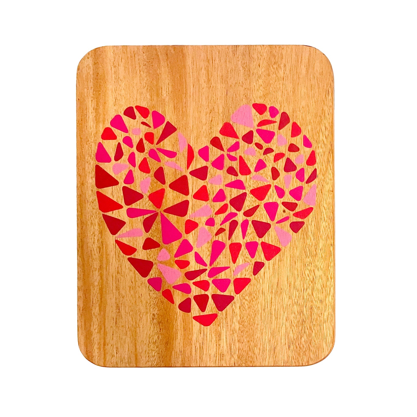 Printed Heart Solid Maple Wood Serving Board Platter - 11" x 14" | Made in the USA 🇺🇸
