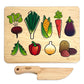 Kid's Chef-in-Training Veggie Wooden Cutting Board with Handcrafted Wooden Knife | Made in the USA