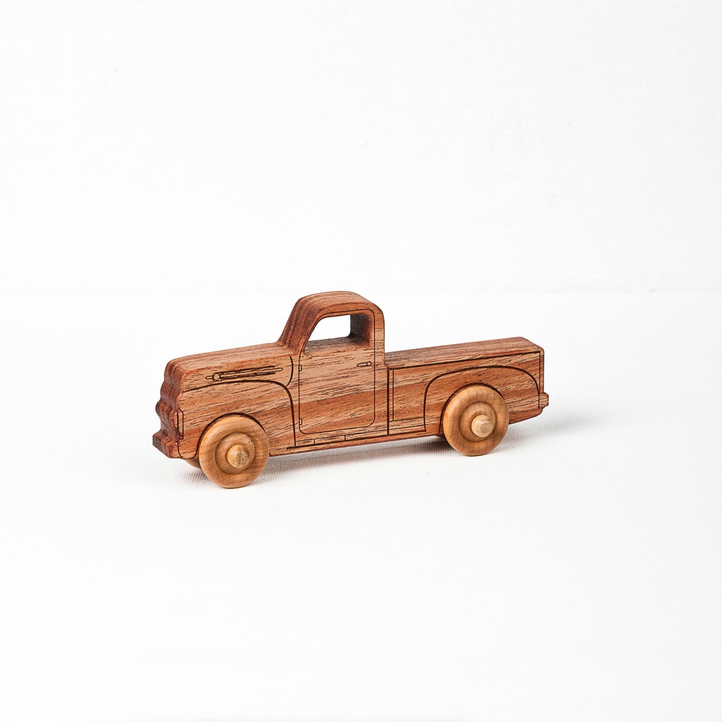 Montessori Educational Small n Wooden Pickup Truck for Toddlers 1–3 | Eco-Friendly Mahogany Wood Toy | Made in the USA 🇺🇸