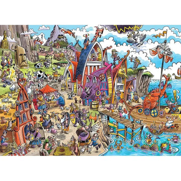 Viking Village Doodle Town 1000 Piece Jigsaw Puzzle Cobble Hill