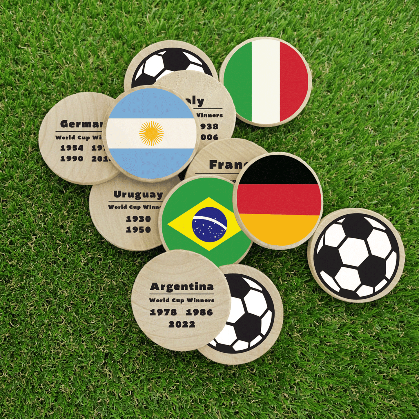 Soccer Winners Wooden Tokens | Football Fan Game Pieces (Printed USA)